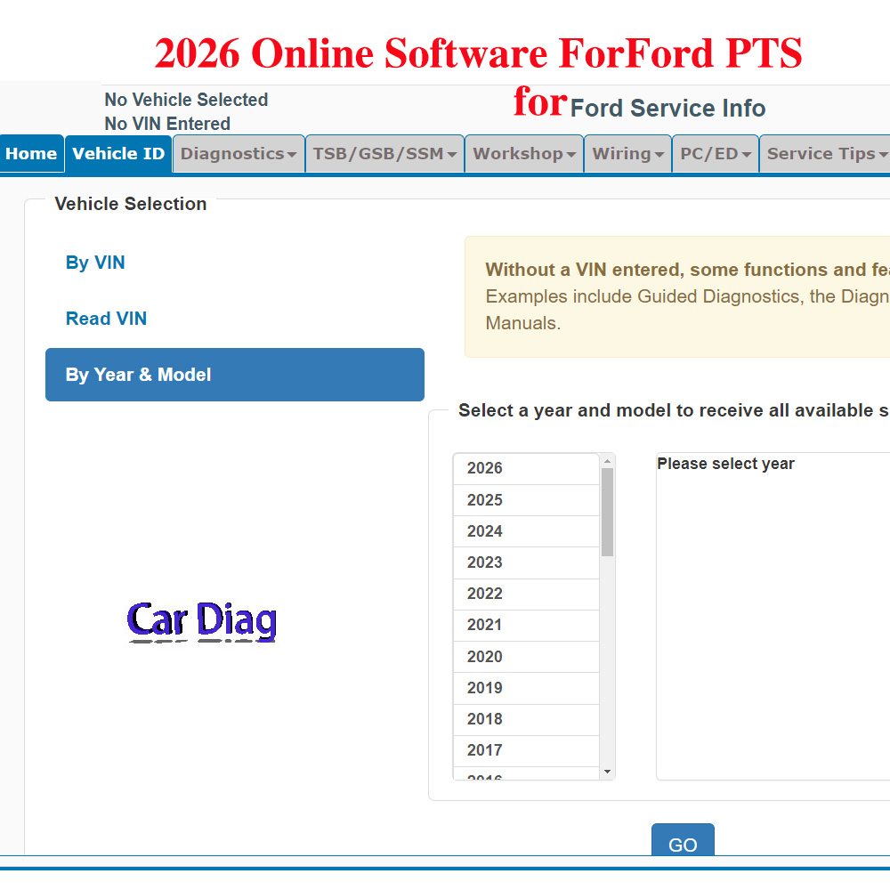 Workshop Tools Online - Oprogramowanie internetowe 2026 dla Forda PTS: