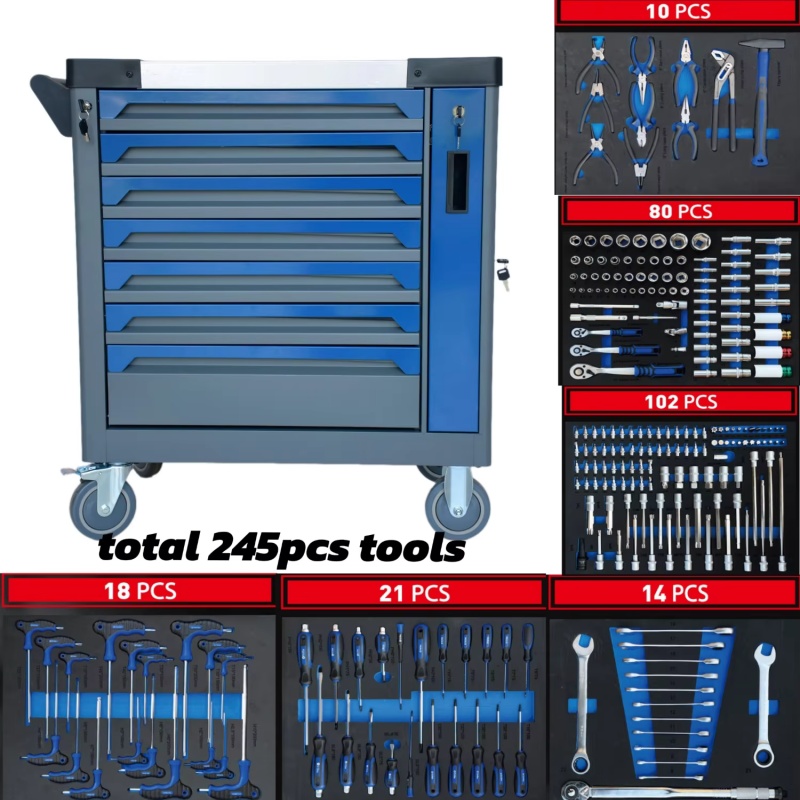 Workshop Tools Storage - 7-szufladowa, zamykana na klucz, stalowa szafka